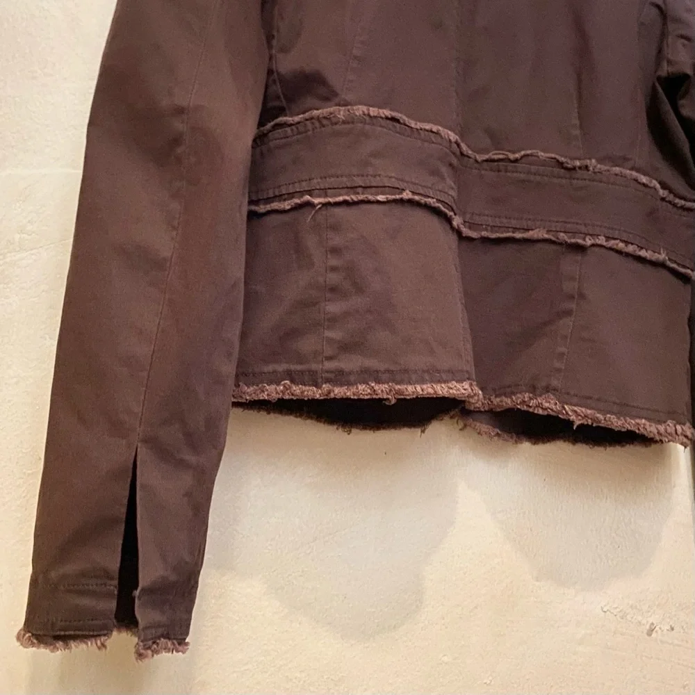 πͺΆ3/$50 Boho Raw Edge Fringe Brown REWIND L/S Fine Corduroy Blazer-XL - Picture 3 of 16